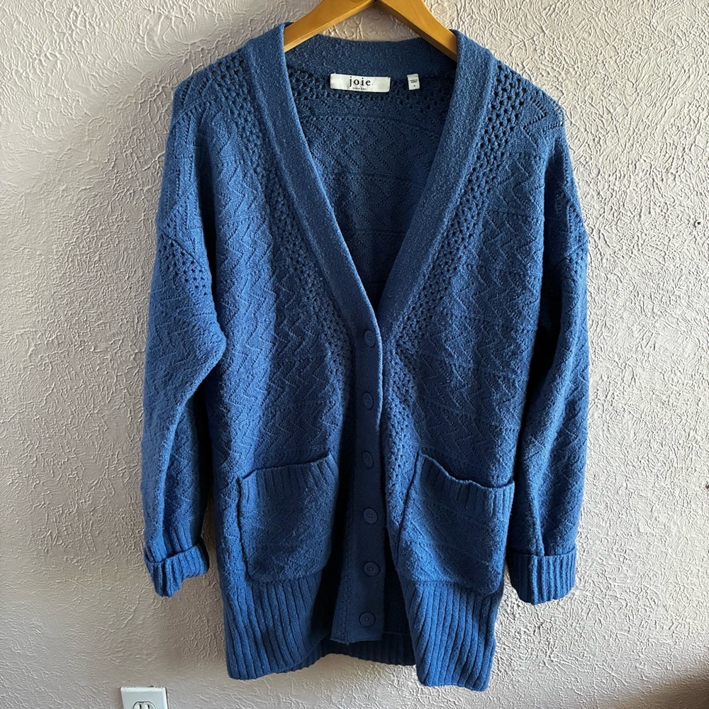 Revolve Joie Brea Cardigan Sweater in Bijou Blue